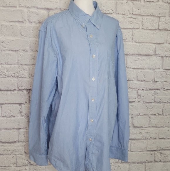 Chaps Easy Care Men's BLUE Striped  Long Sleeve Button Down Shirt. Large - Picture 3 of 9